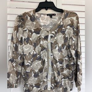 Banana Republic Neutral Patterned Cardigan w cami